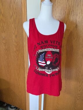 #15 Red Vietnam Vets Summer Twister Wisconsin Graphic Tank Top